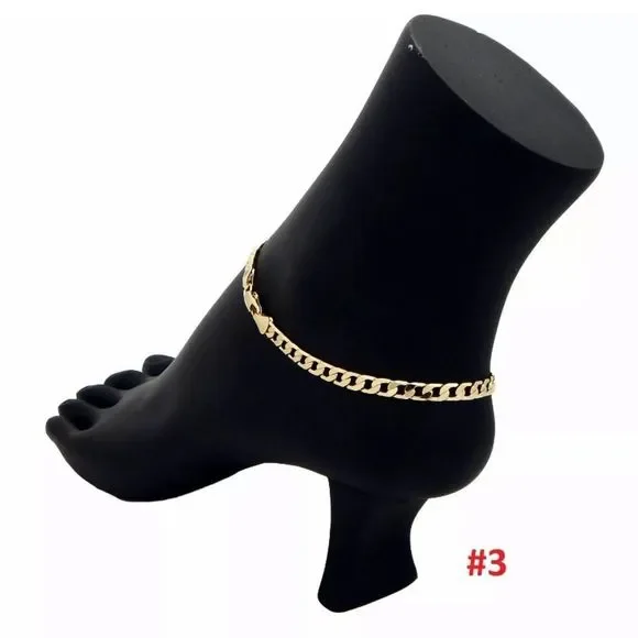 14K Gold Plated Stamped Ankle Bracelets - Picture 4 of 5